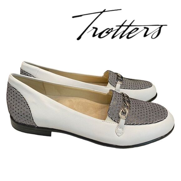 NEW Trotters Women's Anastasia White Foil Dots Leather Loafers Flats 6 6N - Picture 2 of 6